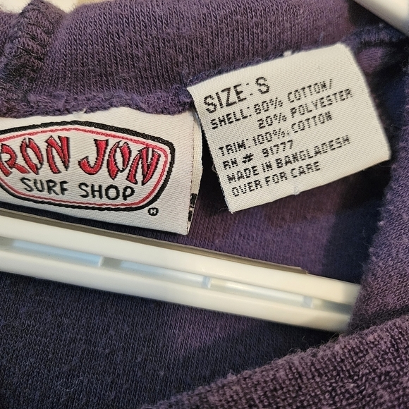 Ron Jon Surf Shop Terry Cloth Hooded Zip Up Track Jacket Dark Blue Size S - Picture 8 of 8